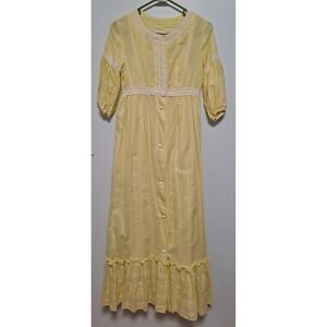 Vintage Yellow Two Piece Jr's Lounge Craft Full Lenth Dress 70's Boho